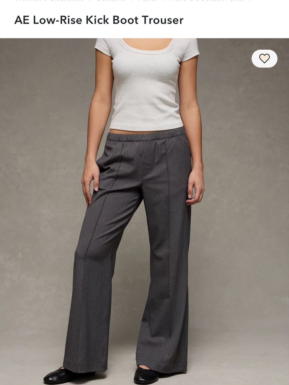 American Eagle Outfitters Gray Low-Rise Wide Leg Trousers